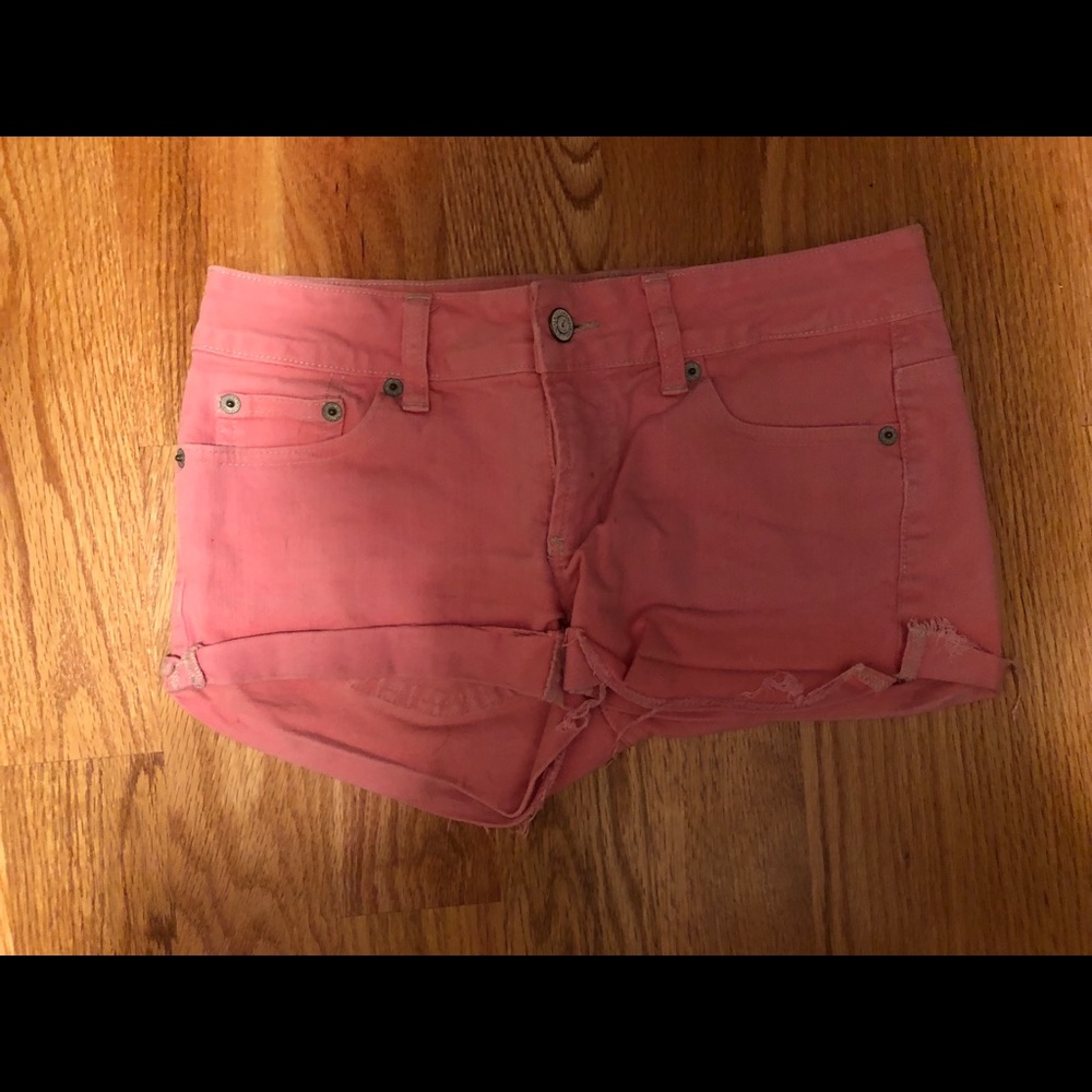 Orange jean shorts